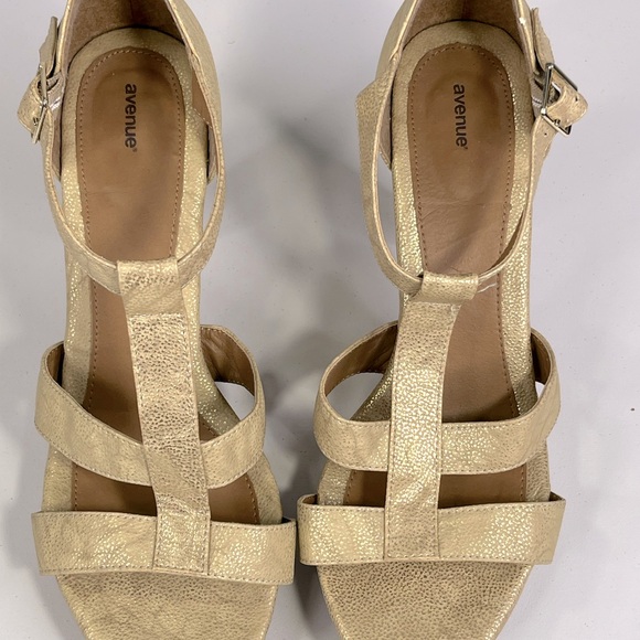 AVENUE Chrissy Vegan Leather Strappy Heels Gold-9W - Picture 6 of 9